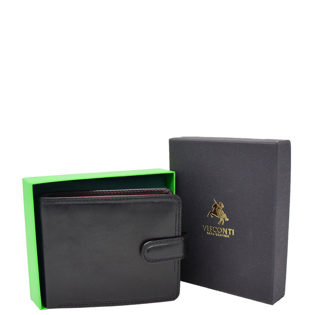 Mens High Quality Real Italian Leather Wallet Purse AVT53 Black With Box