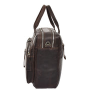Pure Leather Briefcase Laptop Satchel Office Business Bag Otis Brown Side