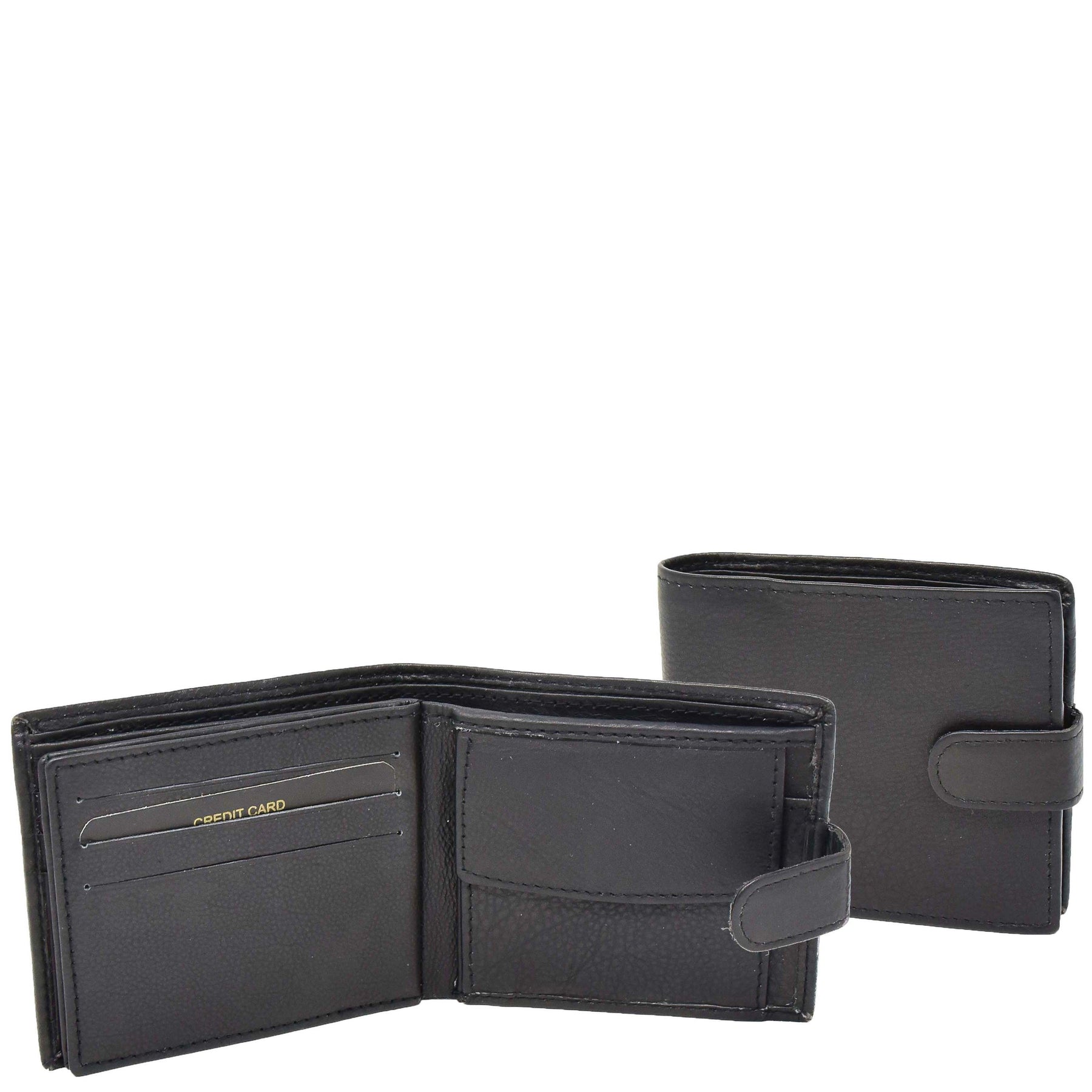 Mens Leather Bifold Wallet Banknote Snap Closure
