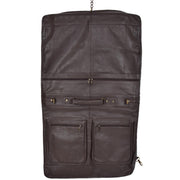 Genuine Luxury Leather Suit Garment Dress Carriers A112 Brown Front Open