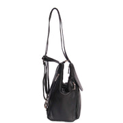 Womens Genuine Black Leather Backpack Walking Bag A57 Side