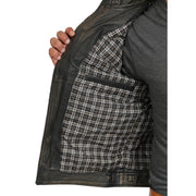 Gents Washed Biker Leather Jacket Django Rub Off Lining