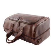 Genuine Leather Holdall Weekend Gym Business Travel Duffle Bag Ohio Brown Top View