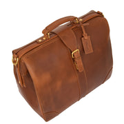 Genuine Leather Doctors Briefcase Gladstone Bag Duke Tan Top Front