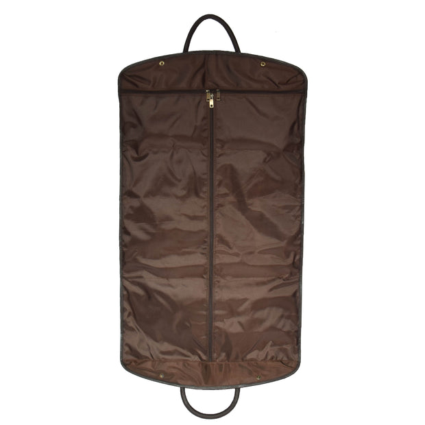 Genuine Soft Leather Suit Carrier Dress Garment Bag A173 Brown Back Open