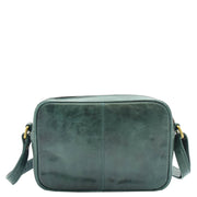 Womens Soft Leather Crossbody Bag Vintage Small Size Organiser Lana Green 1