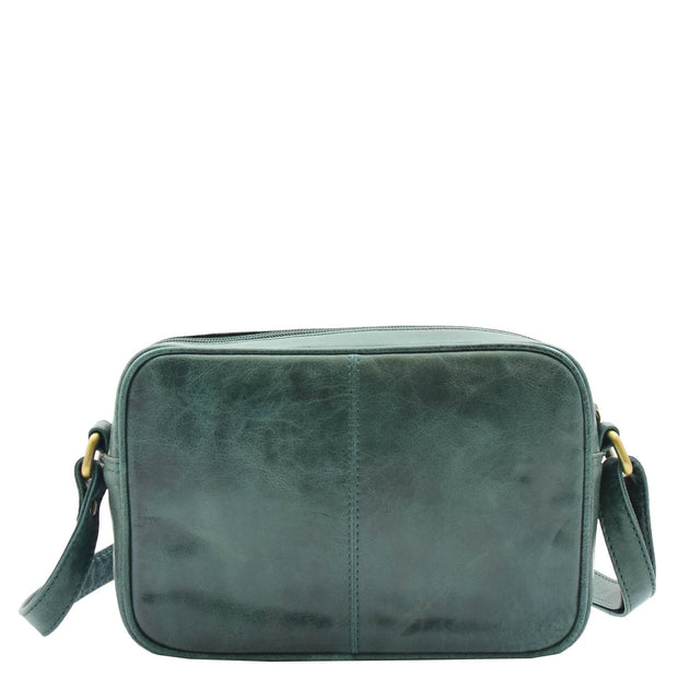 Womens Soft Leather Crossbody Bag Vintage Small Size Organiser Lana Green 1