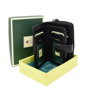 Womens Leather Clutch Wallet Zip Around Purse AV33 Black With Box