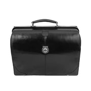 Exclusive Doctors Leather Bag Black Italian Briefcase Gladstone Bag Doc Front 3