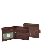Mens Genuine Italian Leather Snap Closure Wallet AVZ5 Brown