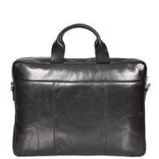 Laptop Briefcase Real Leather Business Bag Messenger Satchel Black Nice Back