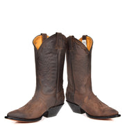Real Leather Pointed Toe Cowboy Boots AZ350 Brown Pair