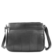 Ladies Soft Leather Crossbody Multi Zip Pockets Bag Dolores Black Back
