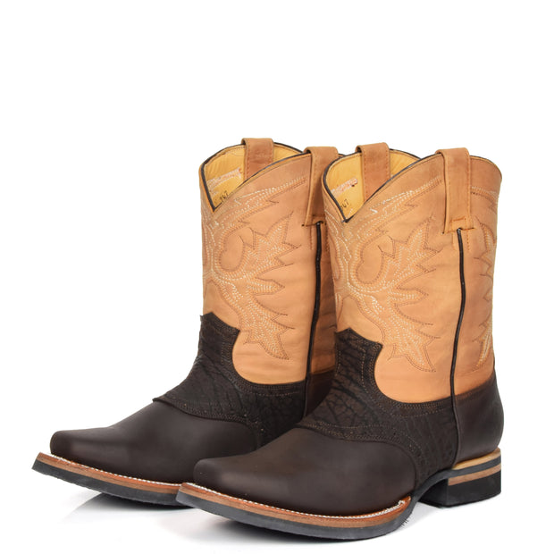 Cowboy Brown Multi Leather Square Toe Western Boots AFB55 Pair 1