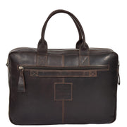 Pure Leather Briefcase Laptop Satchel Office Business Bag Otis Brown Back