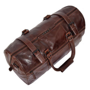 Brown Luxury Leather Holdall Travel Duffle Weekend Cabin Bag Targa Top