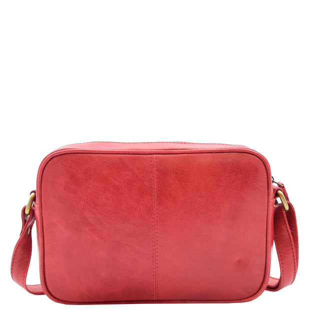 Womens Soft Leather Crossbody Bag Vintage Small Size Organiser Lana Red 1