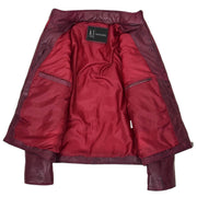 Mens Real Leather Puffer Jacket Fully Padded With Hood DRACO Burgundy 8