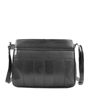 Ladies Soft Black Leather Crossbody Bag Twin Zip Top Casual Organiser Edwina Back