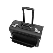 Wheeled Pilot Case Black Faux Leather Briefcase Business Rep Cabin Bag Dallas Front Open