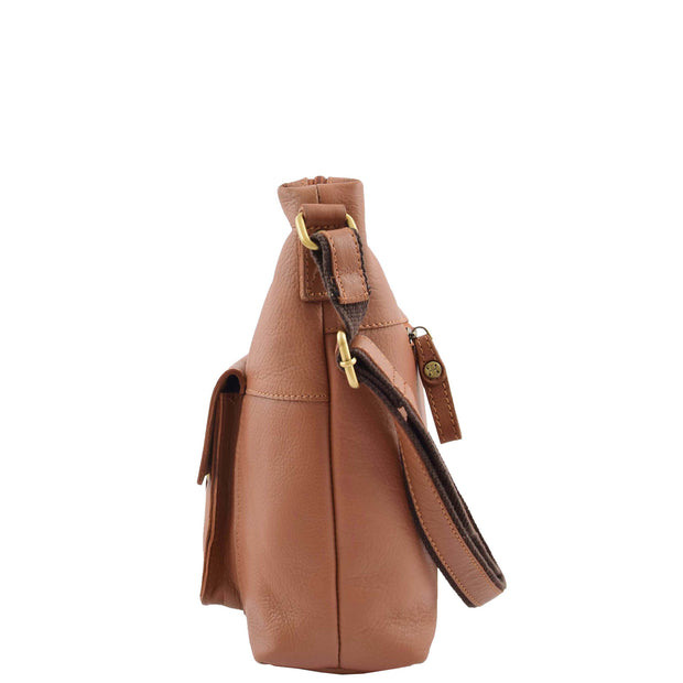 Womens Shoulder Bag Soft Cognac Leather Hobo Cross Body Handbag Talia Side