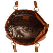 Womens Tan Leather Shoulder Bag Top Handle Designer Handbag Anna Open