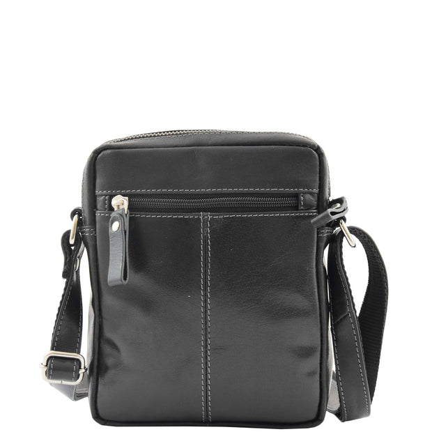 Luxury Black Leather Unisex Cross Body Flight Bag Small Pouch Sunny Back