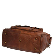 Real Leather Holdall Weekend Cabin Bag Bali Rust Back Letdown