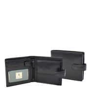 Mens Genuine Italian Leather Snap Closure Wallet AVZ5 Black