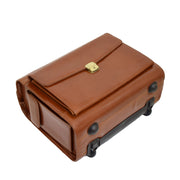 Exclusive Real Cognac Leather Pilot Case Wheeled Cabin Bag Briefcase London Back Letdown