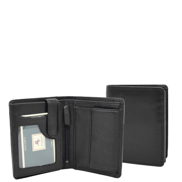 Mens Soft Durable Leather Wallet Cards Coins Notes ID Holder AV111 Black