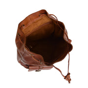 Genuine Vintage Rust Leather Backpack Large Organiser Rucksack AB99 Open