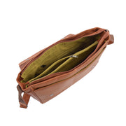 Mens Messenger Bag Real Leather Flight Shoulder Organiser Carl Tan Open 2