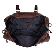 Brown Luxury Leather Holdall Travel Duffle Weekend Cabin Bag Targa Open