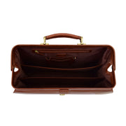 Exclusive Doctors Leather Bag Cognac Italian Briefcase Gladstone Bag Doc Top Open