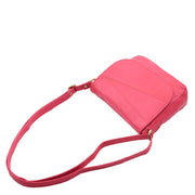 Womens Genuine Soft Pink Leather Crossbody Bag Flap Over Organiser Gia 5