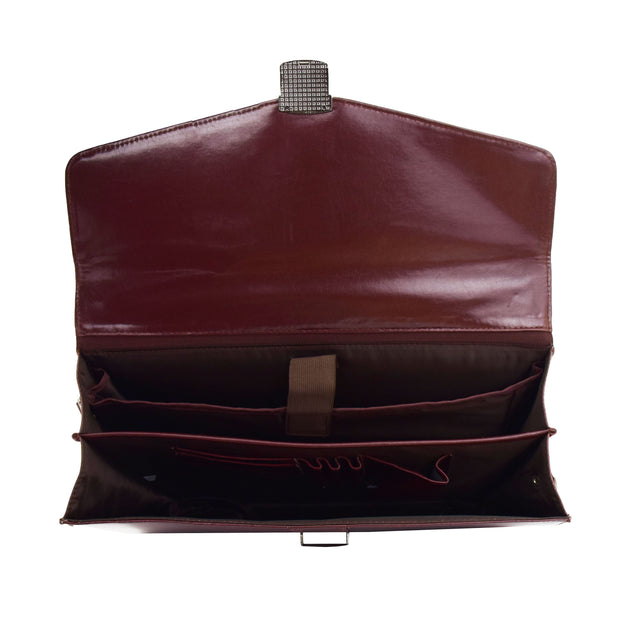 Brown Leather Briefcase For Mens Laptop Business Organiser Shoulder Bag Alvin Open