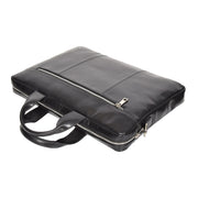 Laptop Briefcase Real Leather Business Bag Messenger Satchel Black Nice Front Letdown