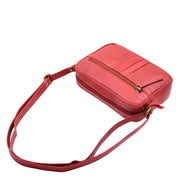 Womens Soft Leather Crossbody Bag Vintage Small Size Organiser Lana Red 5