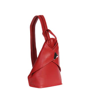 Womens Luxury Leather Backpack Sports Hiking Organiser Rucksack A59 Red