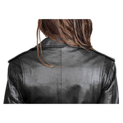 Ladies Belted Gorgeous Fitted Biker Real Leather Jacket Megan Black Feature 2