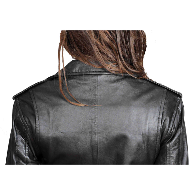 Ladies Belted Gorgeous Fitted Biker Real Leather Jacket Megan Black Feature 2