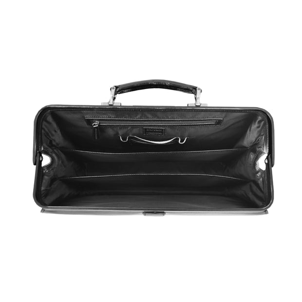 Exclusive Doctors Leather Bag Black Italian Briefcase Gladstone Bag Doc Open