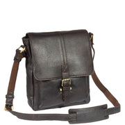 Mens Real Leather Cross body Messenger Bag A224 Brown