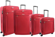 4 Wheel Suitcases Lightweight Soft Luggage Expandable Digit Lock Travel Bags Floaty Red