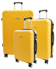 4 Wheel Suitcases Hard Shell Yellow ABS Digit Lock Lightweight Luggage Travel Bag Melton