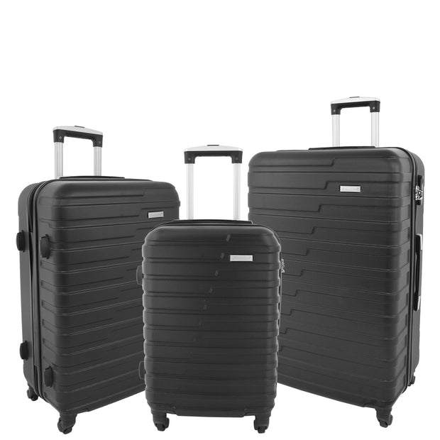 Robust 4 Wheel Suitcases ABS Black Lightweight Digit Lock Luggage Travel Bag Stargate