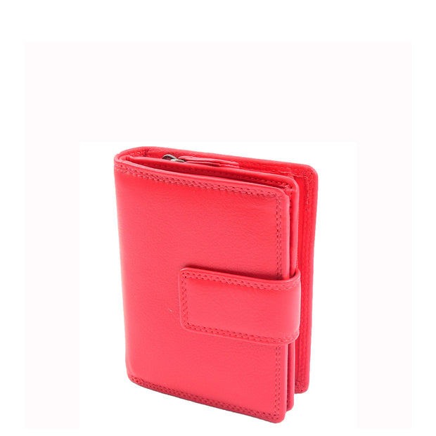 Womens Soft Leather Purse Mid-Sized Cards ID Notes Coins Pocket RFID Safe Anya Red