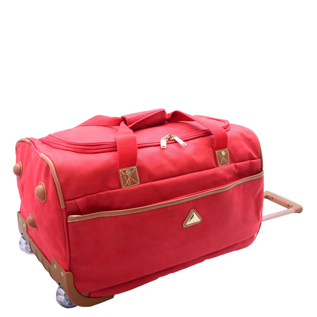 Wheeled Holdall 21" Medium Red Faux Leather Travel Duffle Bag Norge
