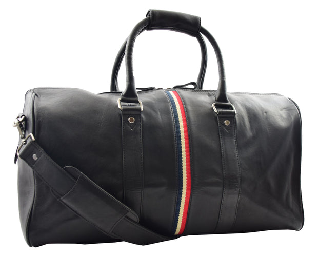 Genuine Leather Holdall Sports Weekend Travel Duffle Bag Miami Black